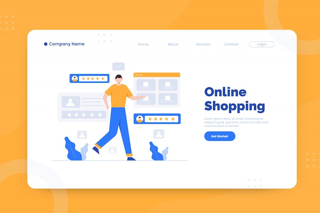 Vector online shopping landing page template