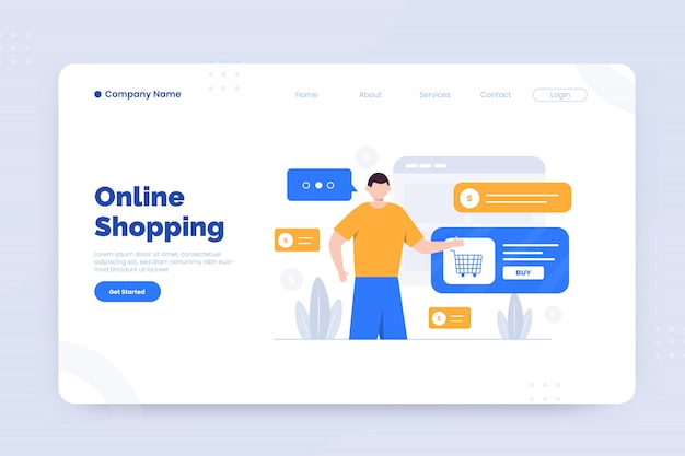 Vector online shopping landing page template