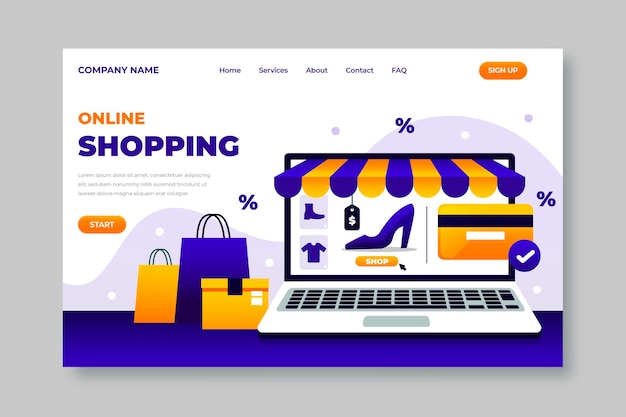 Vector online shopping landing page template