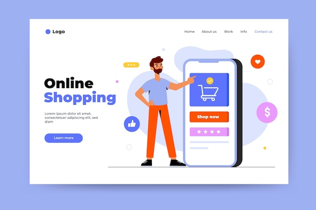 Vector online shopping landing page template