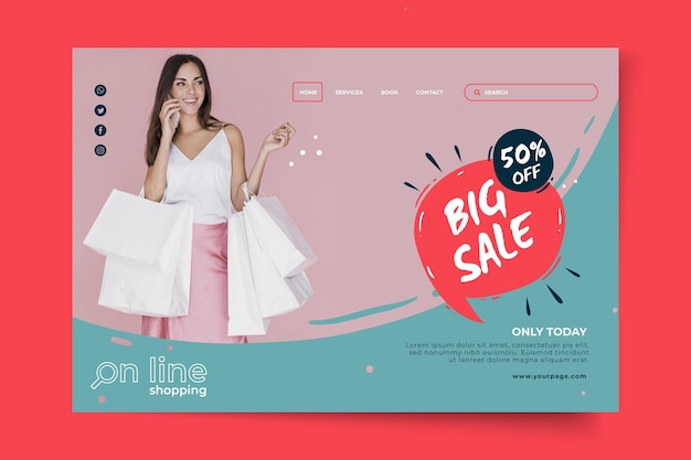 Vector online shopping landing page template