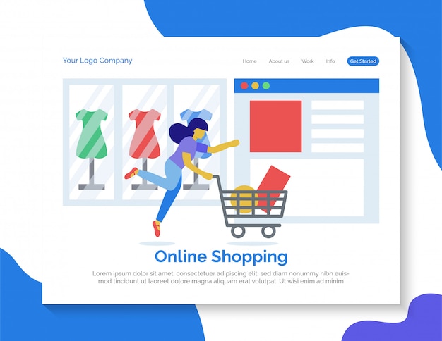 Online shopping landing page vector.