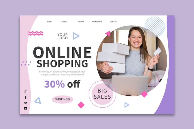 Vector online shopping landing page