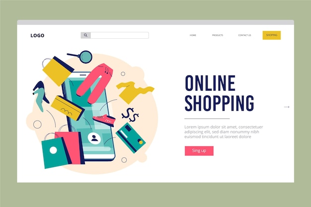 Vector online shopping - landing page