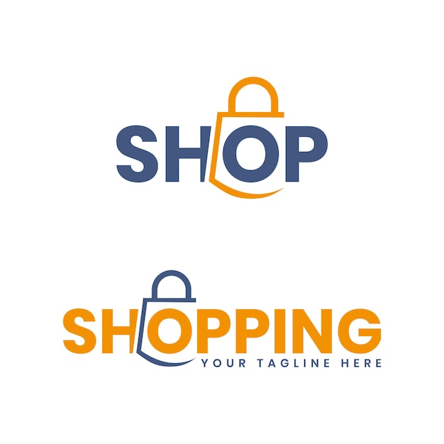 Shopping online logo wordmark collezione set design modello vettoriale