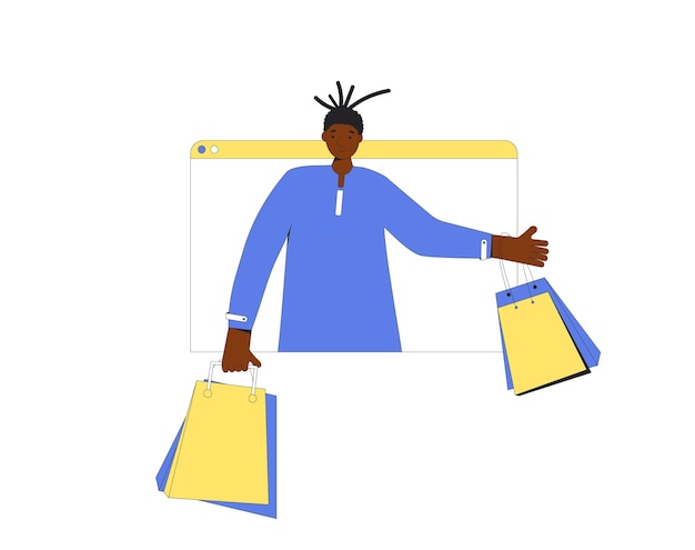 Online shopping Man with shopping bags