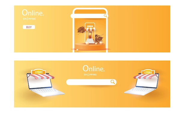 電話でのオンラインショッピング購入販売ビジネスデジタルウェブバナーアプリケーションお金広告支払い