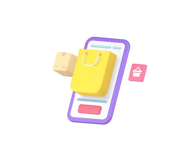 Online shopping order delivery smartphone application 3d icon realistic vector illustration