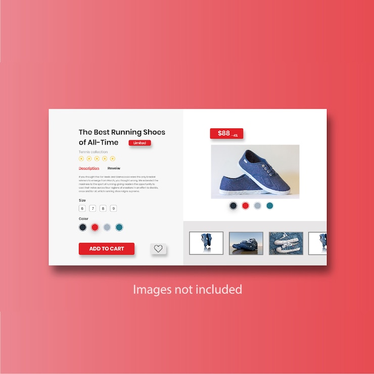 Vector online shopping product selling page