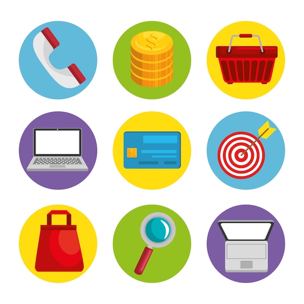 Online shopping-related objects icon 