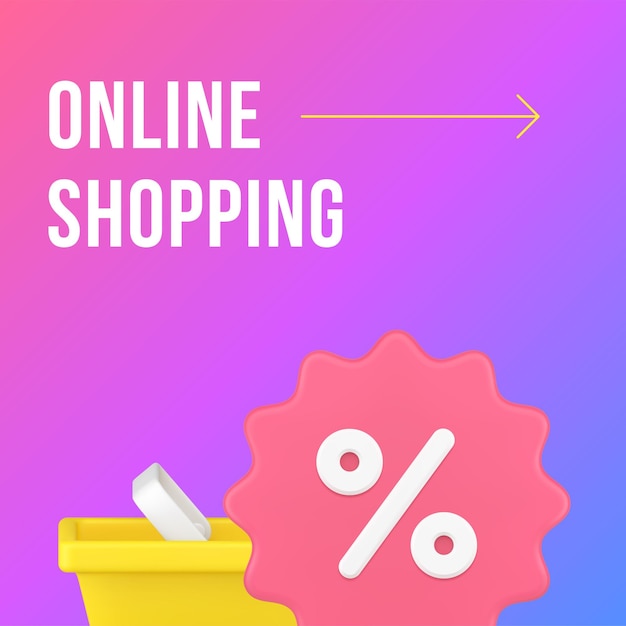 Online shopping sale discount special offer social media post design template d realistic vector