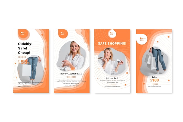 Vector online shopping service  instagram stories template