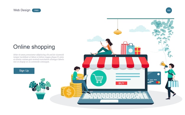 Online shopping and services landing page