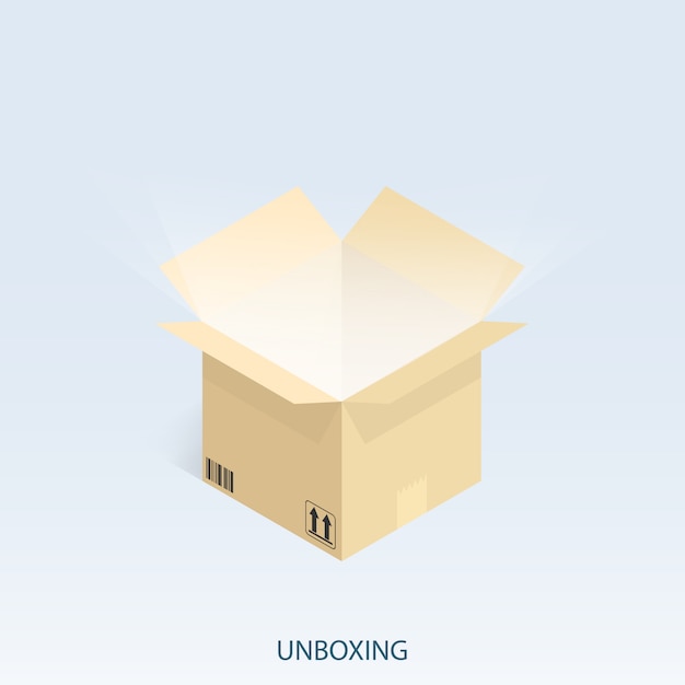 Vector online shopping shipping,isometric unboxing vector