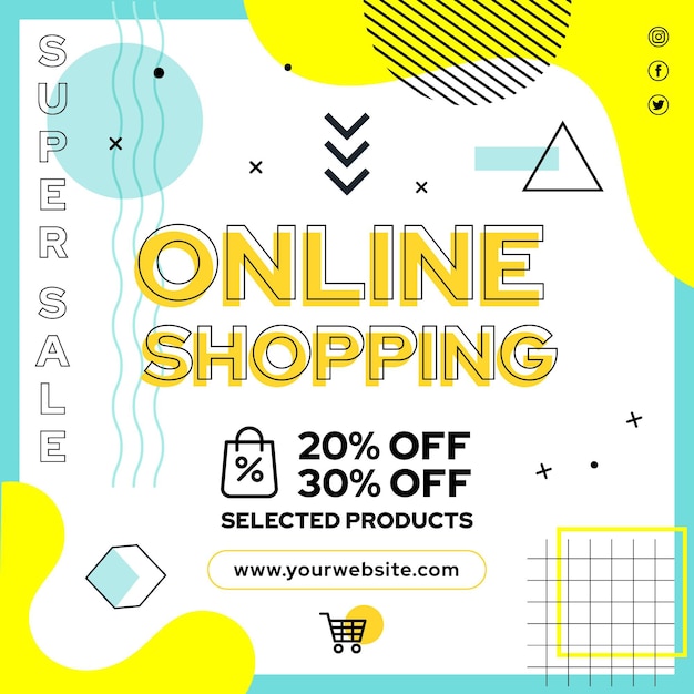 Online shopping squared flyer template