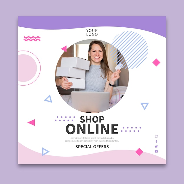 Online shopping squared  flyer