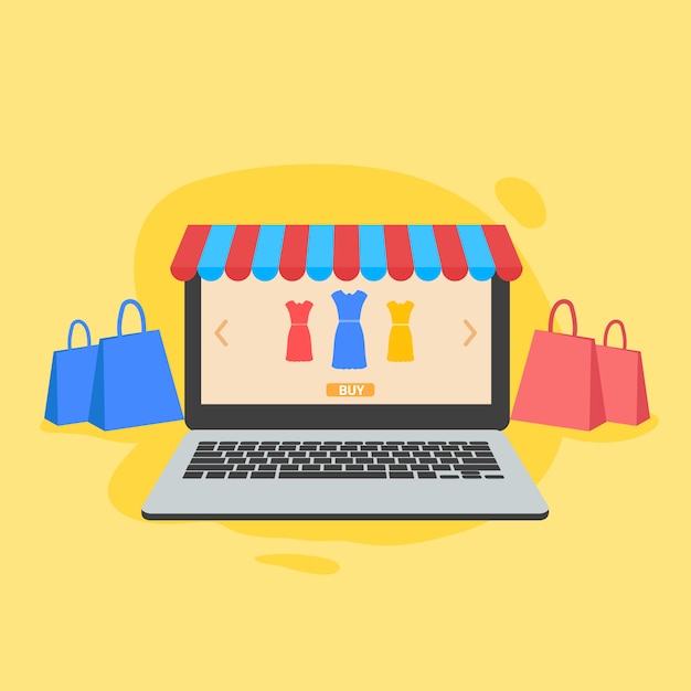 Online shopping and store illustration for website