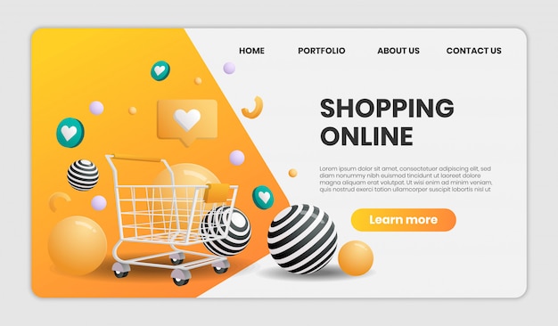 Vector online shopping template landing page