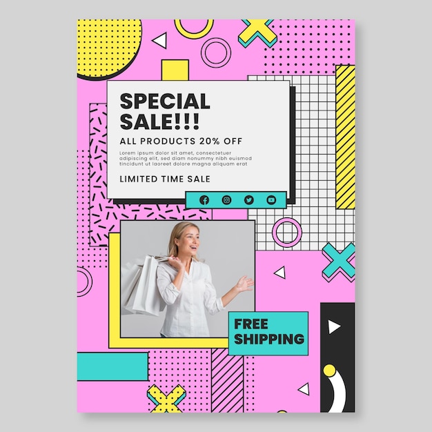 Online shopping vertical flyer template