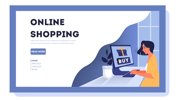 Online shopping web banner. customer service and delivery, tracking and purchase. e-commerce web banner. online shopping and mobile marketing.    illustration