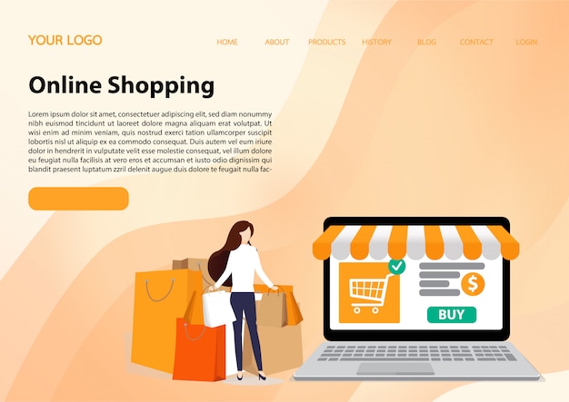 Vettore modello di sito web per lo shopping online