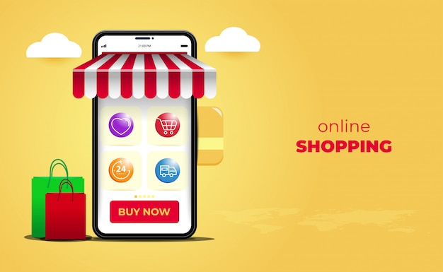 Online shopping websites mobile applications concepts. digital marketing with smartphone