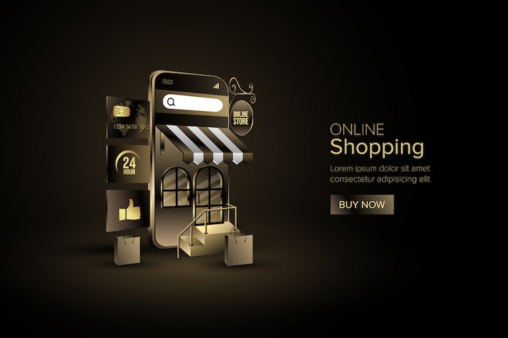 Vector online shopping with the concept of digital marketing on mobile application or website