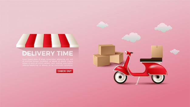 Online shopping with a motorbike banner