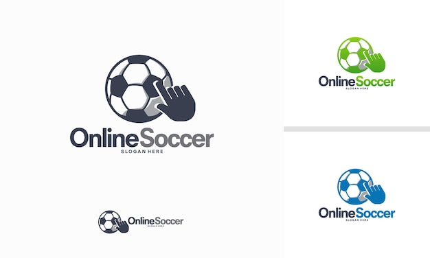 Il logo del calcio online progetta il vettore, il vettore del modello del logo delle informazioni sul calcio