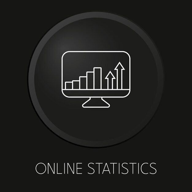 Online statistics minimal vector line icon on 3d button isolated on black background premium vectorxa