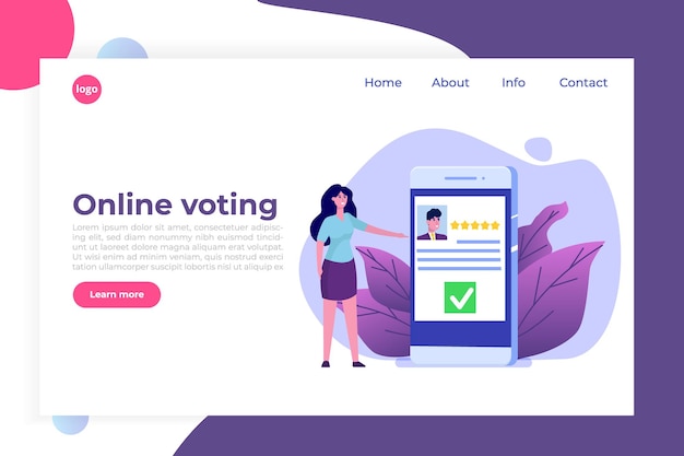 Online stemmen, e-stemmen, internetsysteemsjabloon voor verkiezingen.