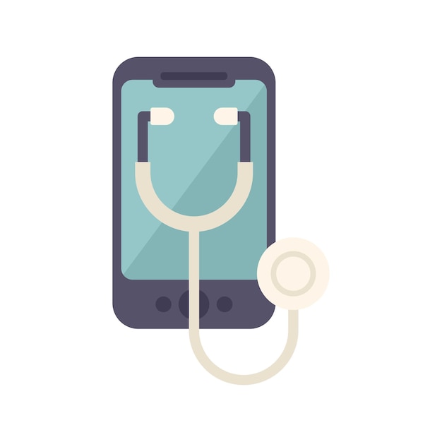 Online stethoscope icon flat vector Doctor health Care clinic isolated