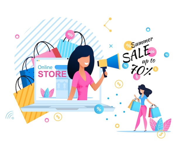 Vector online store banner offering great summer sales