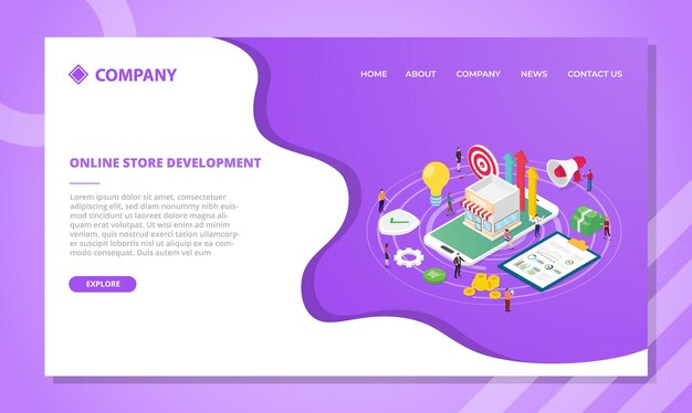 Online store concept for website template or landing homepage design with isometric style