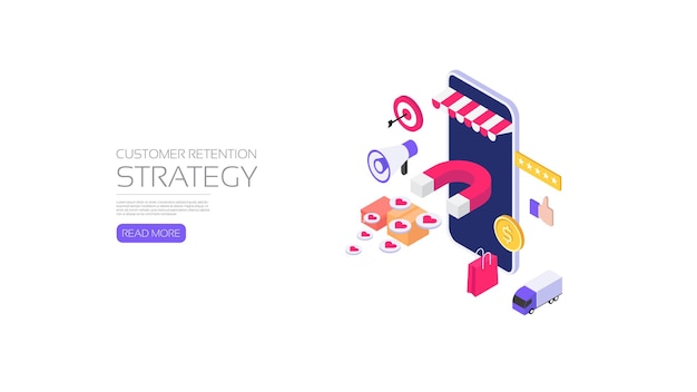 Vector online store customer retention strategy, online marketing