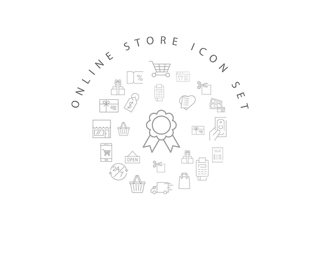 Online store icon set design