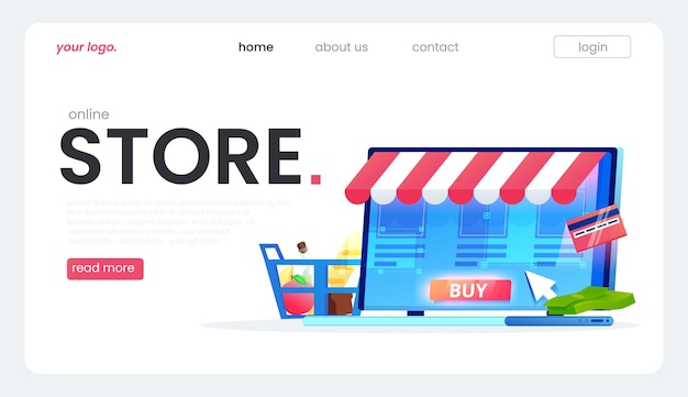 The online store landing page, a great design for any purposes. a  flat illustration.