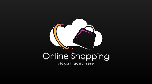 Concetto di marchio del negozio online. modello di logo aziendale online per e-commerce