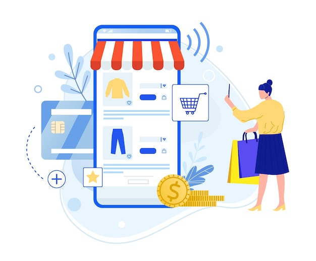 Online store payment buying in shop from smartphone