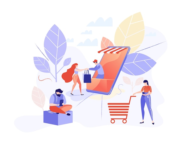 online store people shop online from their smartphones