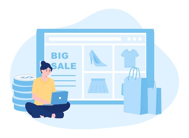 Online store promotion discount big sale trending concept flat illustration