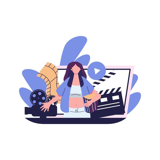 Online streaming video content service flat illustration design