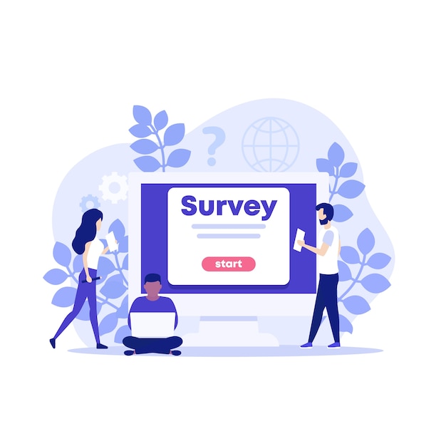 Vector online survey illustration with people