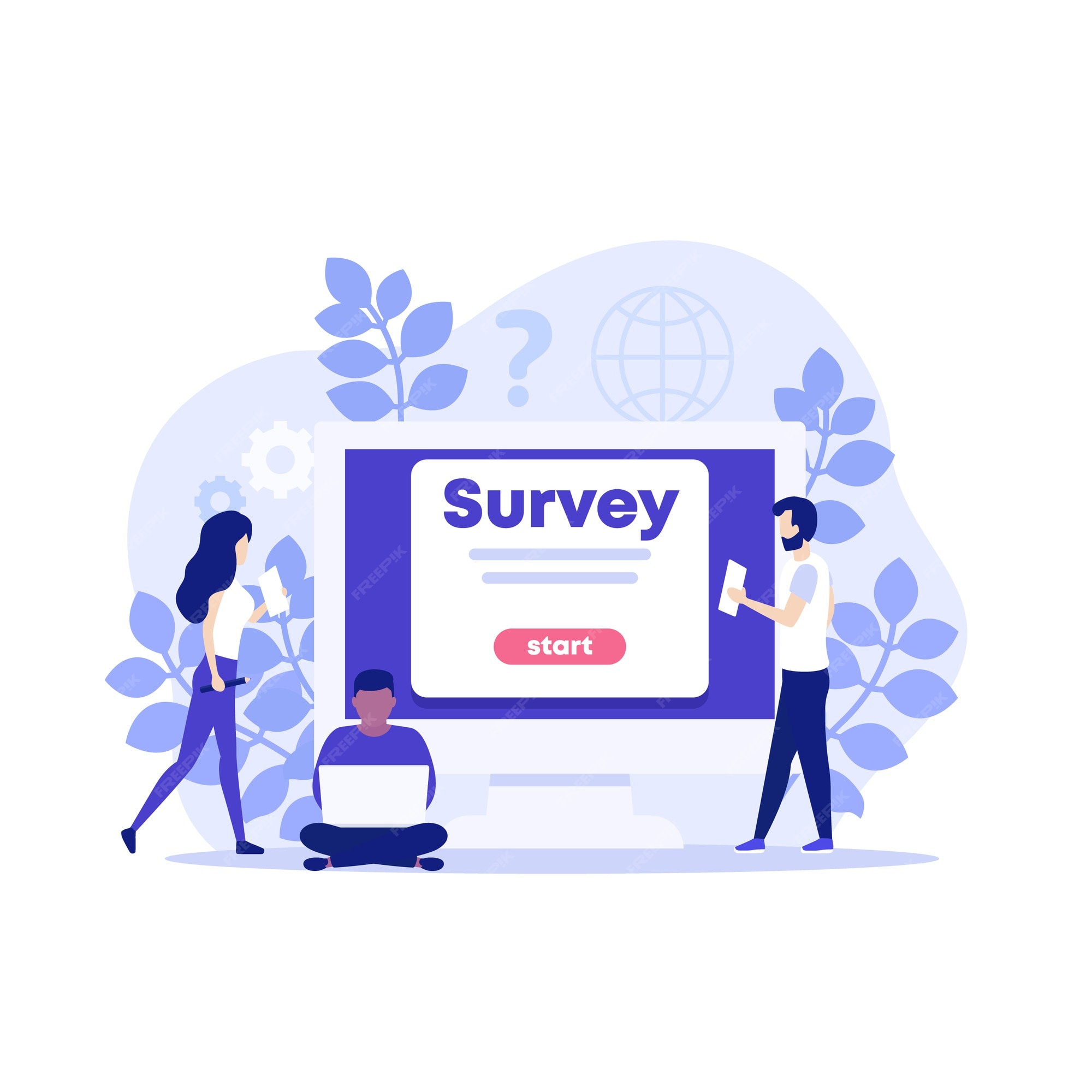 Premium Vector  Online survey illustration with people