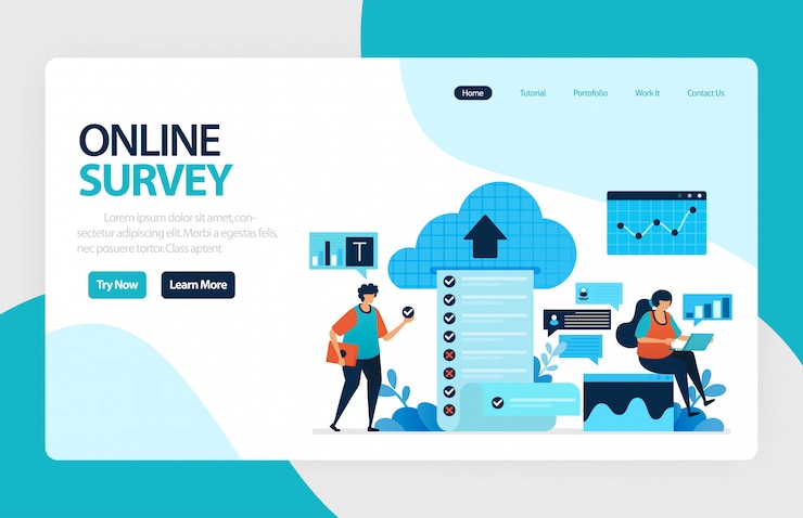 Vector online survey landing page