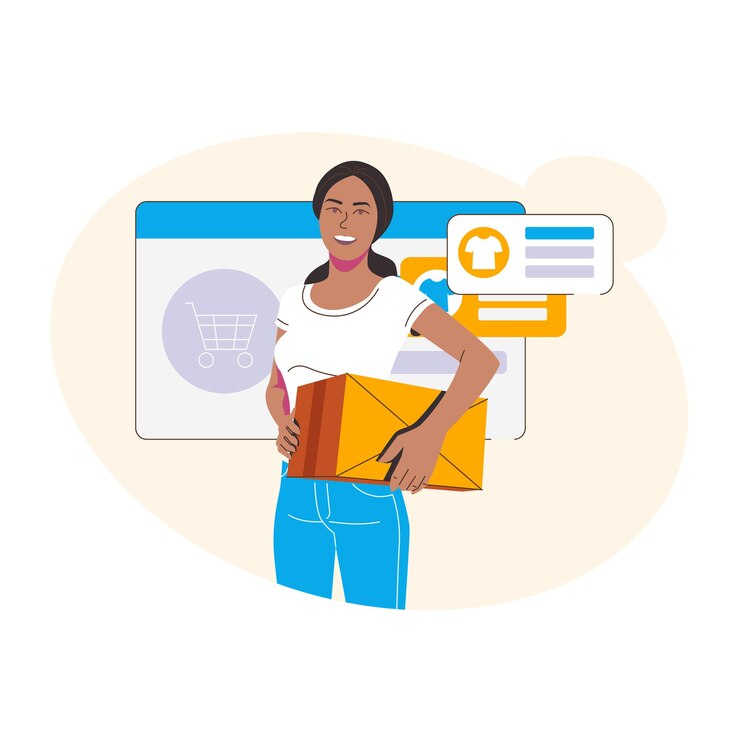 Vector online t-shirt seller