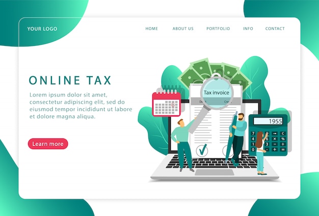 Online tax. auditing. landing page. modern web pages for web sites.