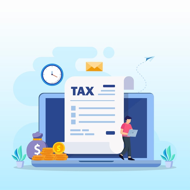 Online tax payment pay season tax time concept flat vector template