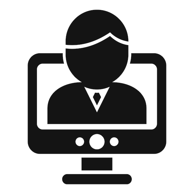 オンライン教師のアイコン シンプルなベクトル Web コース 自宅学生