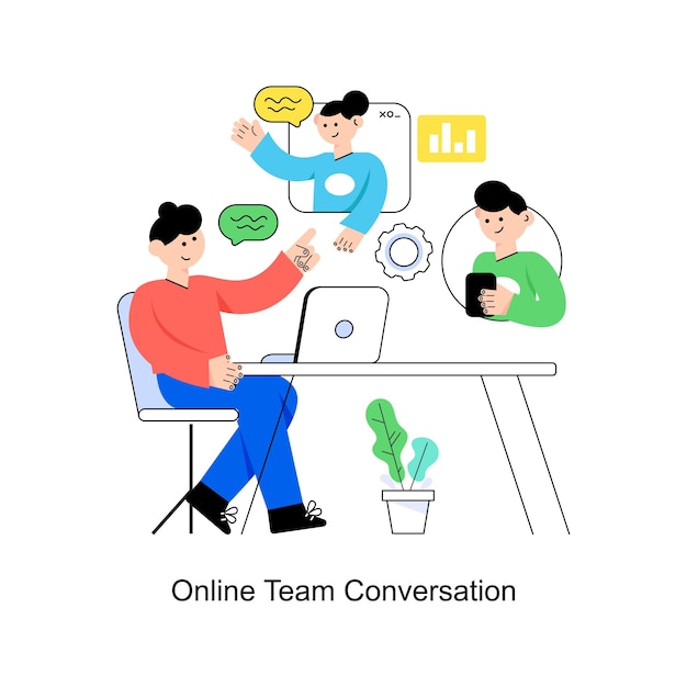 Online Team Conversation Flat Style Design Vector illustration Stock illustration